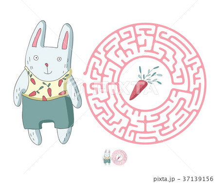 Children's maze with rabbit and carrot. Puzzle Children's maze with rabbit and carrot. Puzzle 37139156