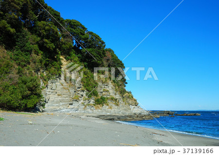 大浦海水浴場 神奈川県三浦市南下浦町松輪の風景の写真素材