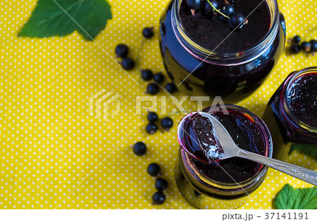 Black currant jam. Selective focus 37141191