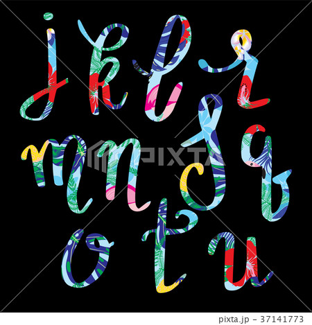 Hand drawn Tropical summer pattern letters set Hand drawn Tropical summer pattern letters set 37141773