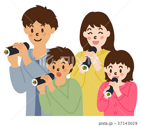 恵方巻を食べる家族 恵方巻を食べる家族 37143029