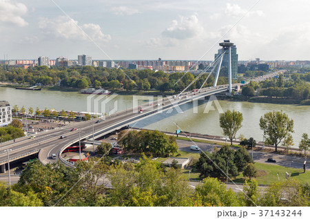 UFO Bridge in Bratislava, Slovakia. UFO Bridge in Bratislava, Slovakia. 37143244