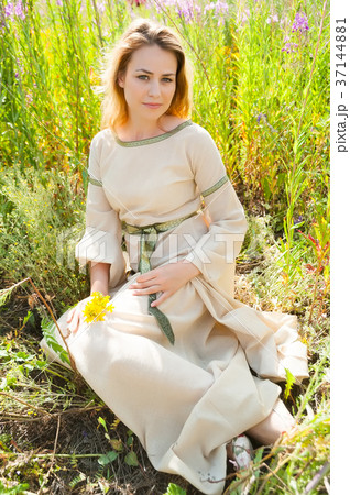 Beautiful smiling girl on meadow 37144881