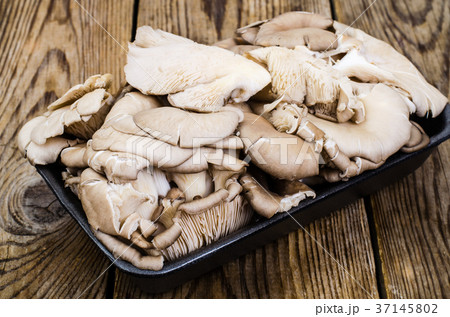 Fresh oyster mushrooms in black package 37145802