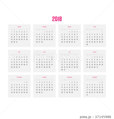 Vector calendar - Year 2018. Week starts from Vector calendar - Year 2018. Week starts from 37145986