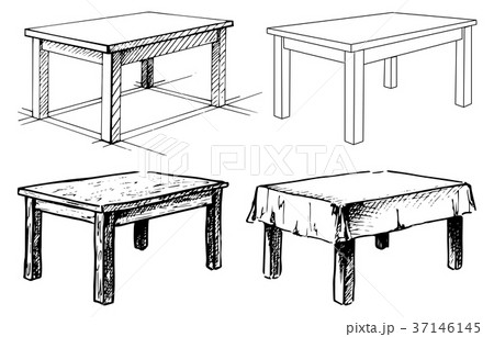 Sketch set isolated furniture. Different tables. 37146145