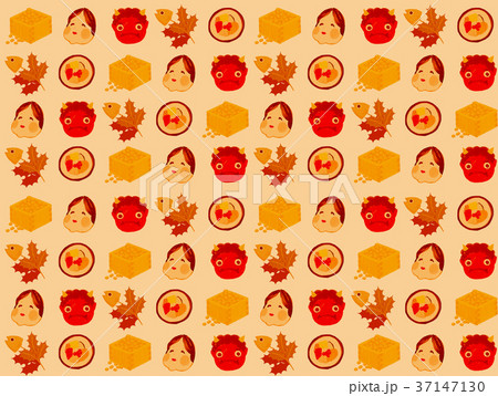 手描き風・レトロ節分パターン 手描き風・レトロ節分パターン 37147130