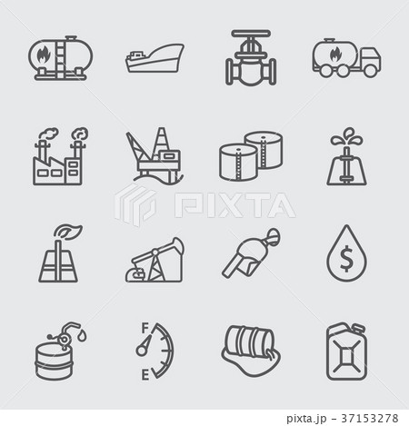 Oil industry line icon 37153278