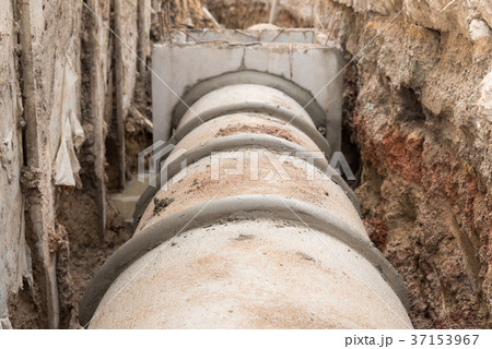 Concrete drainage pipe and manhole. 37153967