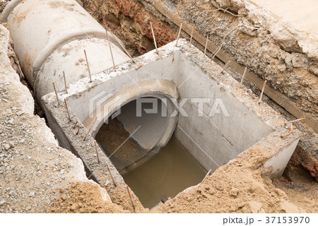Concrete drainage pipe and manhole. 37153970