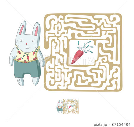 Children's maze with rabbit and carrot. Puzzle Children's maze with rabbit and carrot. Puzzle 37154404