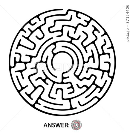 Black round maze. Puzzle game, vector labyrinth 37154406