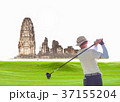 Old man golfer  45 years old hitting golf ball   37155204