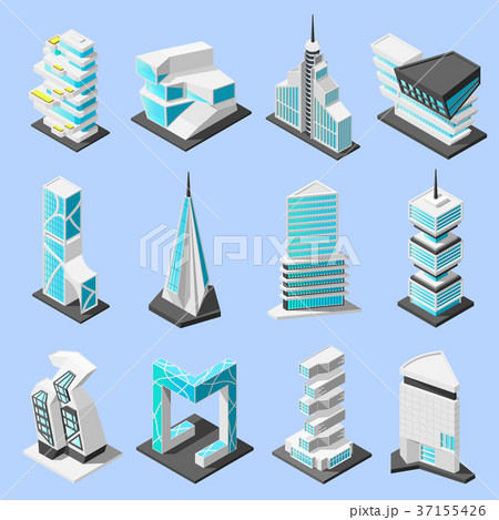 Futuristic Architecture Isometric Set Futuristic Architecture Isometric Set 37155426