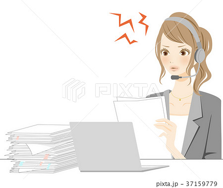 相談窓口 クレーマー対応 ストレスのイラスト素材