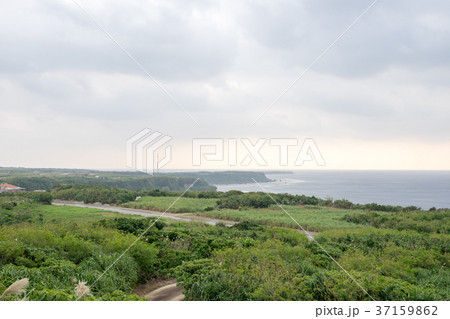 竹中山展望台から見る宮古島の風景の写真素材