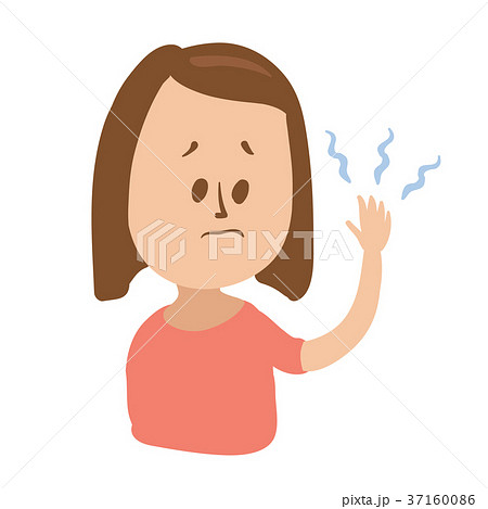 Puzzled girl looks at her tingling hand with Puzzled girl looks at her tingling hand with 37160086