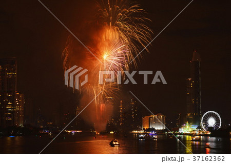 celebration fireworks on river in Thailand 37162362