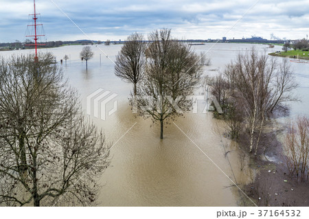 The river Rhine is flooding the city of Duisburg The river Rhine is flooding the city of Duisburg 37164532