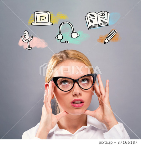 E-Learning with business woman E-Learning with business woman 37166187