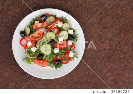 Traditional greek sallad on white plate 37166727