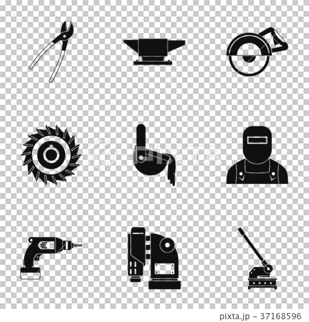 Metal processing icon set, simple style Metal processing icon set, simple style 37168596