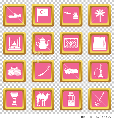 Turkey travel icons pink Turkey travel icons pink 37168599