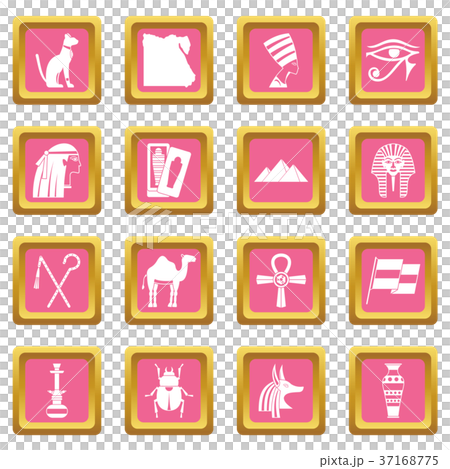 Egypt travel items icons pink 37168775