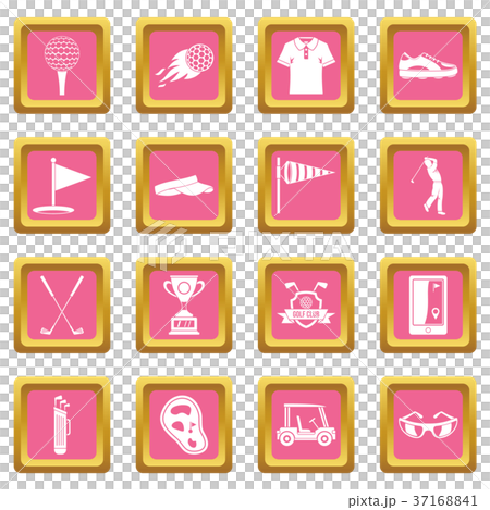 Golf items icons pink 37168841