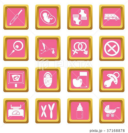 Pregnancy symbols icons pink 37168878