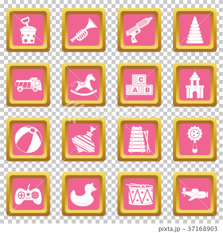 Different kids toys icons pink - Stock Illustration [37168903] - PIXTA