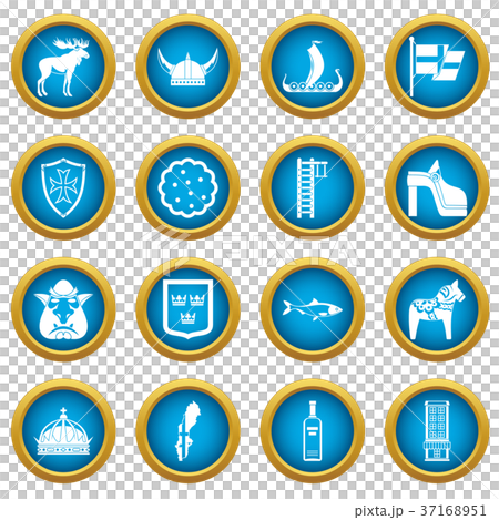 Sweden travel icons blue circle set Sweden travel icons blue circle set 37168951