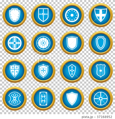 Shield frames icons blue circle set Shield frames icons blue circle set 37168952
