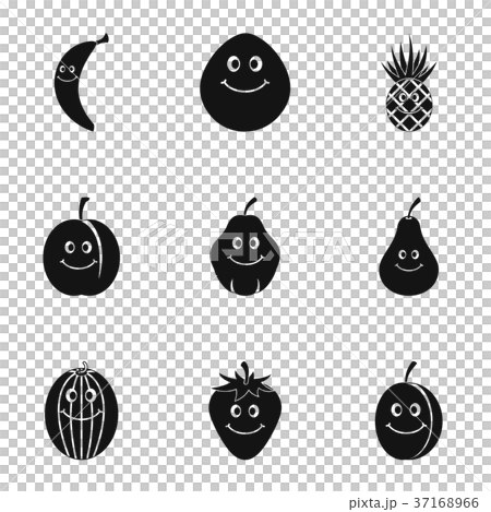 Funny fruit icon set, simple style 37168966