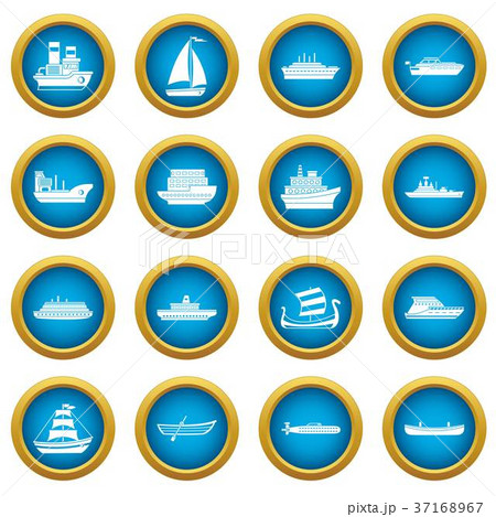 Sea transport icons blue circle set Sea transport icons blue circle set 37168967
