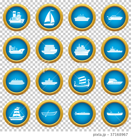 Sea transport icons blue circle set Sea transport icons blue circle set 37168967