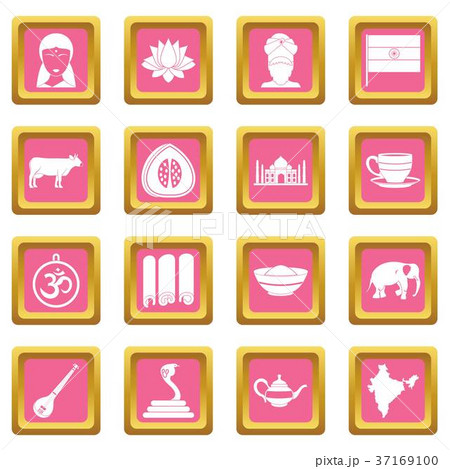 India travel icons pink 37169100