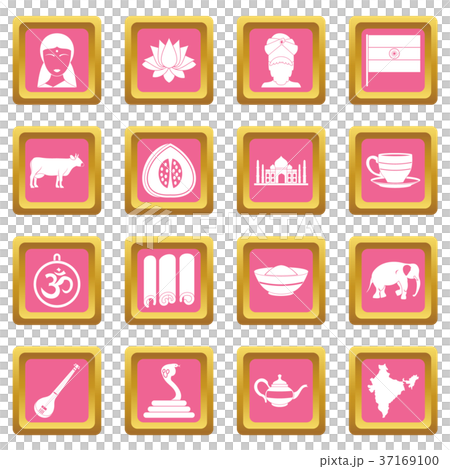 India travel icons pink 37169100