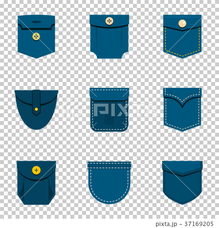 Fashion pocket icon set, flat style 37169205