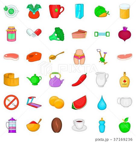 Slim body icons set, cartoon style 37169236