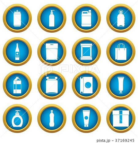 Packaging items icons blue circle set Packaging items icons blue circle set 37169245