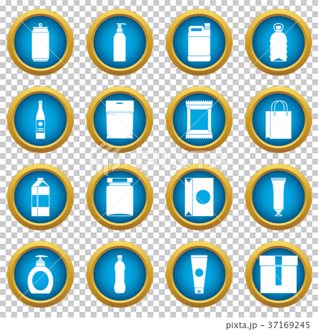 Packaging items icons blue circle set Packaging items icons blue circle set 37169245