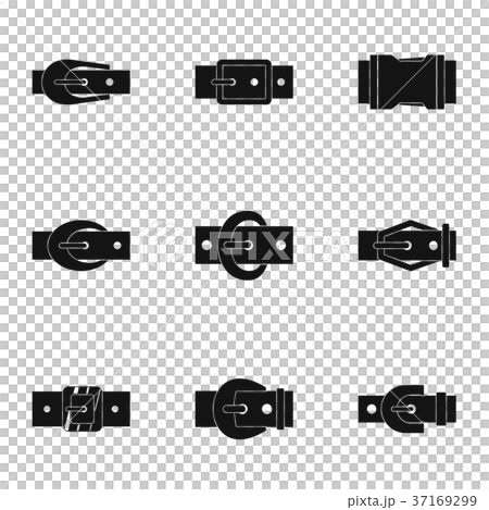 Elegance belt buckle icon set, simple style 37169299
