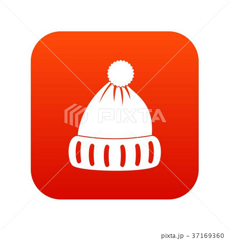 Woolen hat icon digital red 37169360