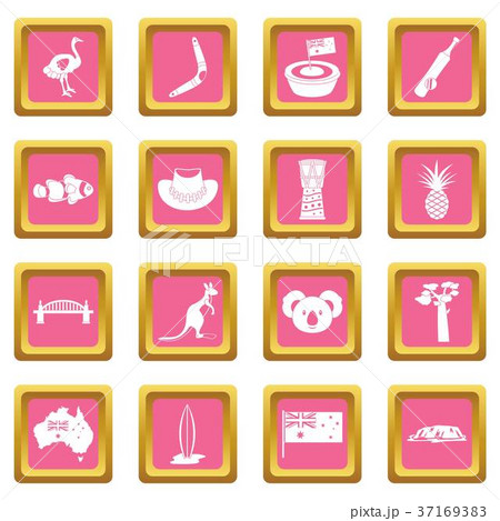 Australia travel icons pink 37169383