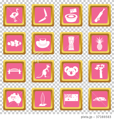 Australia travel icons pink 37169383