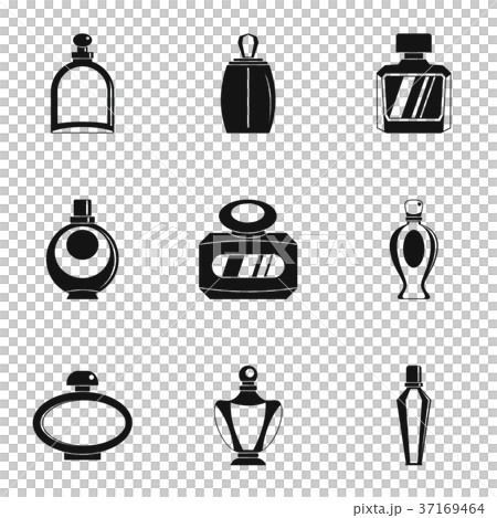 Perfume bottle product icon set, simple style - Stock Illustration ...