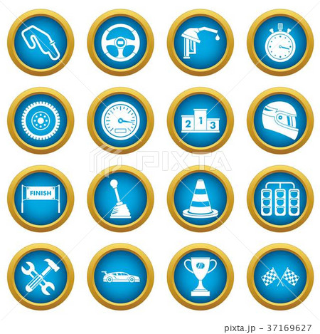 Racing speed icons blue circle set Racing speed icons blue circle set 37169627