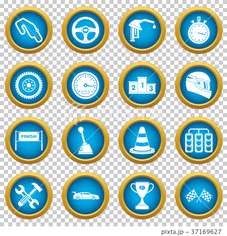 Racing speed icons blue circle set Racing speed icons blue circle set 37169627