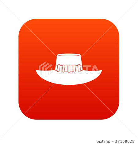 Woman hat icon digital red Woman hat icon digital red 37169629